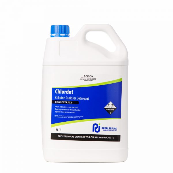 Chlordet Concentrated Chlorine Sanitiser Detergent 5L