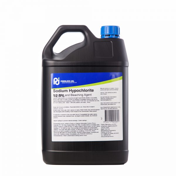 Sodium Hypochlorite 12.5% Bleach & Sanitiser 5L - Back
